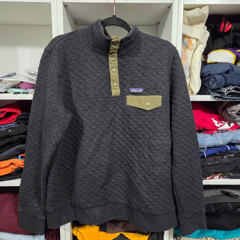 Patagonia Mens Organic Cotton Quilt Snap-T Pullover Grey 25282 FA18 Large